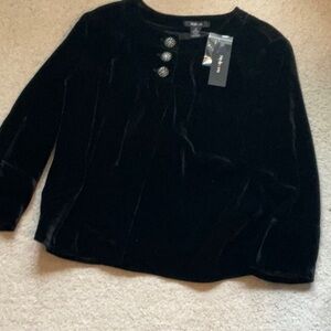 ✨ Style & Co Black Velvet Jacket with Burgundy Undertone – Size 10 – NWT ✨